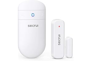 SECRUI Carillon d'alarme sans Fil avec détecteur d'ouverture de Porte - Portée de Fonctionnement de 52 carillons - Volume réglable avec Clignotants LED en Mode Silencieux - 1 récepteur enfichable