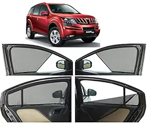 Autofact Half Magnetic Window Sunshades/Curtains for Mahindra XUV 500 - Set of 6pc( Front 2pc Half without Zipper, Rear 2pc Full with Zipper, Baby Seat 2pc Fix type without Zipper and Magnet , Black)