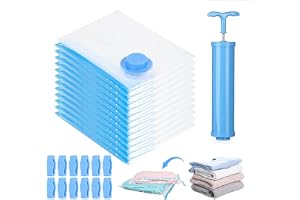 About iledy Resevakuumpåse 30 x 40 cm 12-pack 12 för kläder för kläder, återanvändbara förvaringspåsar med pump