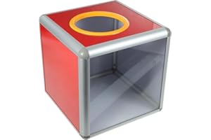 HEMOTON Lucky Dip Raffle Ticket Box, 20cm Multifunctional Square Wedding Card Money Box for Wedding Reception Anniversary Party Birthday Baby Shower Decorations, Aluminum Alloy