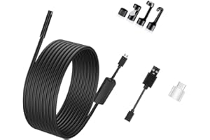 OYRLIZE Endoscope Inspection Camera USB Endoscope 1200P HD Borescope Camera 3 in 1 Waterproof IP68 Flexible Snake Tube Sink Drain Pipe Camera for PC/Laptop//Android Phone/Windows/Tablet(Black,5M/16.4ft)