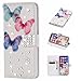 Produktbild CmNo1  iPhone 7 Plus Brieftasche Ball iPhone 8 Plus Fall Bling Diamond Perlen Glänzend Glitzer PU Lleder Kartenschlitz Flip Beutel Handtasche Kickstand für iPhone 7 Plus(Schmetterling)