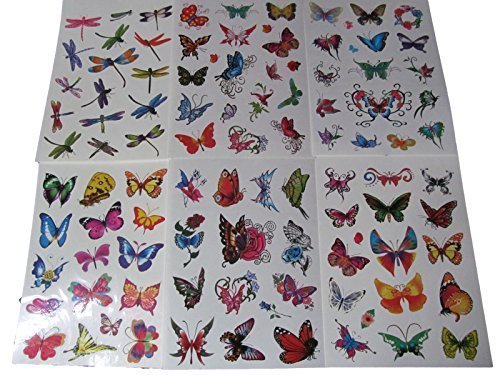 One Book of 6 Sheets 85+ Girls Ladies Colourful Sexy Arty Butterflies Temporary Tattoos for parties, gifts, etc - by Fat-Catz-copy-catz