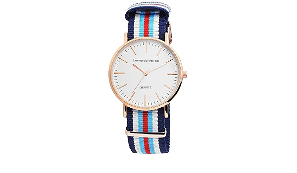 Leonardo Verrelli Orologio Orologio da polso unisex con cinturino in  tessuto : Amazon.it: Orologi