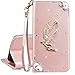 Produktbild Xifanzi Brieftasche PU Ledertasche Hülle für Samsung Galaxy NOTE8 Handschlaufe Schutzhülle Rose Gold Drücken Schmetterling für Samsung Galaxy NOTE8 Flip Case Strass Bling Bling Entwurf Blumen Engel Muster Bookstyle Lederhülle Mit Kartensteckplätzen Nettes Magnetisches Schützend Handytaschen für Samsung Galaxy NOTE8
