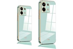 PEIYE Funda para Xiaomi Redmi Note 13 5G, Carcasa Silicona Suave con Cobertura Colorida Brillante y Bordes Dorados, Case Cover Antigolpes, Verde