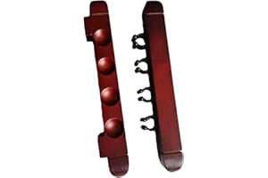 CWOQOCW 1 paio di stecche da biliardo da parete, 4 scomparti, da appendere, in legno, accessori Illiard, per scuole, casa, discoteche, colore: nero, rosso, giallo