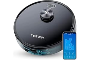Robot aspirador Tesvor S4 con navegación láser LiDAR, creación de mapas precisos de habitaciones virtuales, 2200 Pa, duración de la batería de hasta 120 minutos, gris espacial