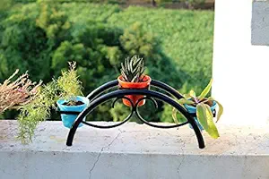 Metal Roots Small Pot Holder Table Top Plants Stand Black 3 Tier