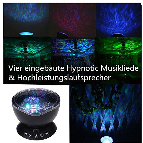 SOLMORE LED Nachtlicht Stimmungslichter Ozean Projektor Wellen Lampe Deckenlampe Projektionslampe Ozeanwellen Licht mit Musik Fernbedienung (Musik-Eingang 7Lichtmodi/4 Naturklänge eingespeicherLampe )TF Steckplatz/USB Klinken kabel / Romantische Dekoration für Baby Kinder Spielzeug Wohnzimmer Party Kindergeburtstag Geschenk - 3