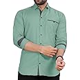 CB-COLEBROOK Men's Regular Fit Solid Soft Touch Cotton Casual Shirt with Pocket Design with Spread Collar & Full Sleeves