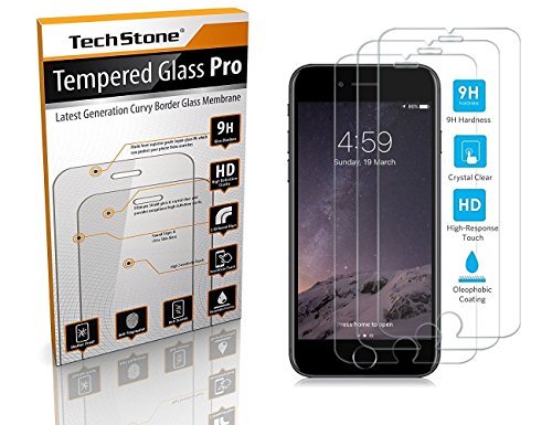 iPhone 6 6S Screen Protector, TechStone Premium Tempered Glass Screen Protector (4.7 inch) for Apple iPhone 6 6S 9H Hardness and Easy Bubble-Free Installation(Pack 2)