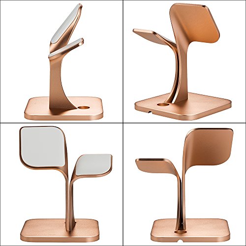 FREESOO Handy und Watch Halterung,Aluminium Handyhalter, Uhr Ständer Tisch Ständer für alle Handy, Uhr, Ipad, Tablet Rosa Gold - 4