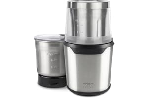 CASO UZ 200 – designerski rozdrabniacz elektryczny, pojemnik, nóż udarowy i obudowa z wytrzymałej stali nierdzewnej, idealnie nadaje się jako rozdrabniacz i młynek do orzechów, warzyw, owoców, kawy