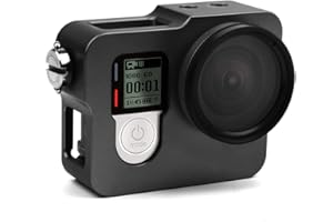 AOONAR Apore Carcasa de aleación de aluminio para GoPro Hero 4, carcasa protectora resistente con tapa de lente UV Go Pro 4, color negro y plateado