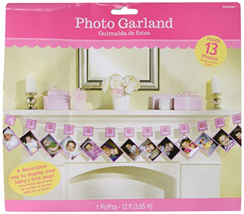 Glitzernde Fotogirlande zum ersten Geburtstag, Rosa
