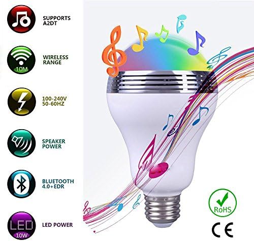 Luminosa Smart LED Bulb /Bluetooth Speaker Music Bulb / Dimmable RGB 10W E27 Wireless LED Light Bulb / Free APP Control for IOS and Android (Pack of 1) / Innovative Features for Your Exclusive Parties