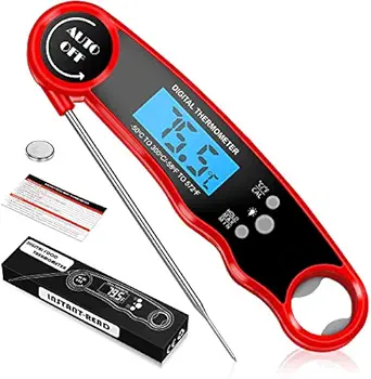 CASON (DEVICE OF C) ABS Professional Waterproof Digital LCD Cooking Food Thermometer For Cooking Barbeque Temperature Test Pen - Red