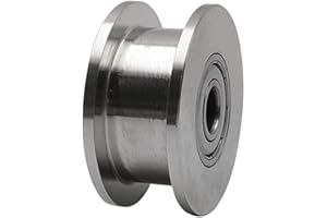 Chiloskit 48 mm H Groove Guide Heavy Duty Puleggia Pista Rotella Rigida Ruota Rotella Scorrevole Cancello Rotella Rotella, Acciaio Inox 304 660 lbs/300 KG Capacità