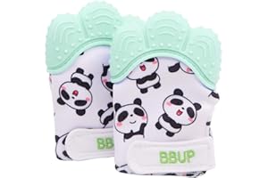 BOERNI Paquet de 2 gants de dentition en silicone de qualité alimentaire, mitaine de dentition pour bébés, jouets de dentition pour bébé… (Vert)