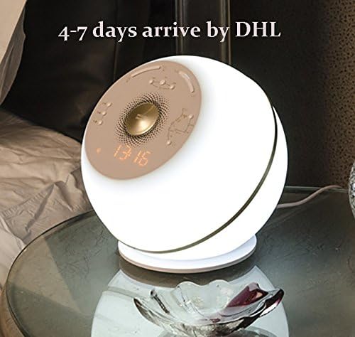 Vanmengeo Wake Up Light With Colored Sunrise Simulation ,Alarm Clock &amp; Radio&amp; Speaker ,LED Table Lamp ,Led Night Light ,4 in 1,(White)