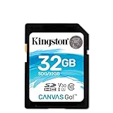 Tiene la capacidad de 32 GB Kingston SDG/32GB - Tarjeta SD Canvas Go! 32 GB, Ideal para DSLR, Drones y Otras filmadoras compatibles con Tarjetas SD