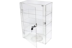 PC3721 @ Eine Vitrine mit 4 Fächern aus hochglänzendem, klarem Acryl mit Fronttür und Sicherheitsschloss (420 x 300 x 203 mm)