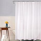 mixigoo Duschvorhang Wasserdicht Duschvorhang Anti-Schimmel PEVA Mildewproof Waschbar Bad Vorhang Badezimmer Duschvorhang mit verstärktem Saum 180 x 200 cm, mit 12 Ringe, Weiß