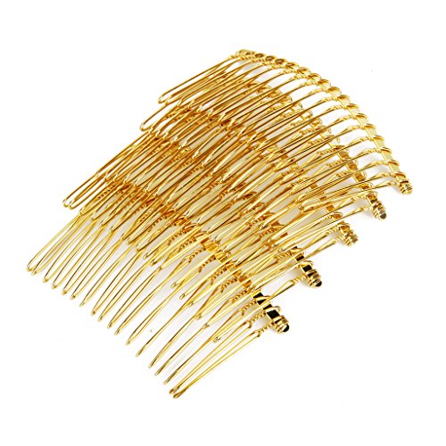 18-Teeth Metal Hair Comb Slide Pin for Hair Styling 5Pcs Gold