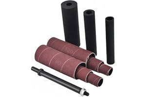 SCOTTCHEN PRO Spindle Sander Adaptor 4-1/2" x 1/2" with Rubber Sanding Drum Kit OD 3/4", 1", 1-1/2" and Sandpaper Sleeves Grit# 80,120 - S/16