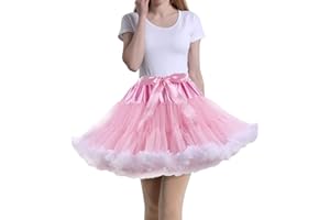Tmade Jupe en Tulle pour Femme - Jupon de Cosplay Multicouche - Jupe Tutu pour Halloween Rock Party Festival Celebration Longueur