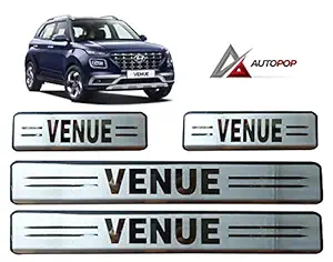 AutoPop Stainless Steel Door Sill Plate Footstep with Etching for Hyundai Venue - Set of 4pc