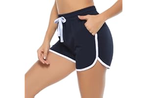 Aseniza Damskie spodenki sportowe, krótkie spodnie sportowe, do biegania, na lato, do biegania, fitnessu, 1/2 szt. w opakowaniu