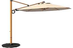 Grand patio Aluminium Sonnenschirm 300cm, Ampelschirm groß, Runden Gartenschirm mit Kurbelbedienung, Terrassenschirm für Balkon, Deck, Schwimmbad, Outdoor, UV-Schutz 50+ (Champagnerfarbig)