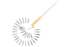 Gullor, Set per calligrafia, con portapenne in resina realizzato a mano con 33 pennini, colore arancione