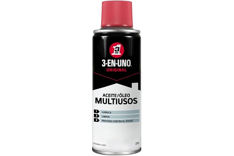 3-IN-ONE - Spray Multiusos 200 ml - Lubrica, Limpia y Protege Contra el Óxido - Producto Unitario