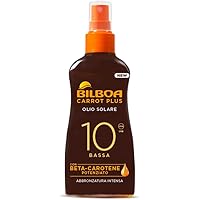 Bilboa Carrot Plus, Olio Solare Spray SPF 10, Olio Abbronzante Corpo, Formula con Betacarotene per una Abbronzatura Intensa e