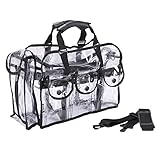 MUA LIMITED Makeup Artist Storage Bag, Clear Cosmetic Bag with Side Pockets and Shoulder Strap, Ergonomic Handle, ON THE GO Series