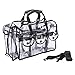 MUA LIMITED Makeup Artist Storage Bag, Clear Cosmetic Bag with Side Pockets and Shoulder Strap, Ergonomic Handle, ON THE GO Series - Black Trim