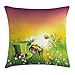 Produktbild WHALE LANDY 18"X18" St. Patrick's Day Throw Pillow Cushion Cover, Magical Scene Party Celebration Meadow Balloons Hat and Gold, Decorative Square Accent Pillow Case, Green Purple and Yellow