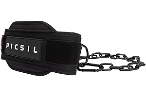 PicSil Pas obciążony łańcuchem, Dip Belt z metalicznym zapięciem, Dominowane pasy balastowe, Cross Training, Siłownia, Podpórka lędźwiowa dla mężczyzn i kobiet..
