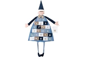 Rayher 46455376 Adventskalender zum Befüllen, Stoff, royalblau, 118 x 53 cm, Adventskalender Kinder, Adventskalender Jungen, genäht aus unterschiedlichen Stoffarten in Weiß und Blautönen