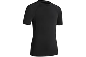 HYCOPROT Boys' Compression Shirt Short Sleeves Kid Performance Undershirt Athletic Base Layer Top Quick Dry Breathable Shirt