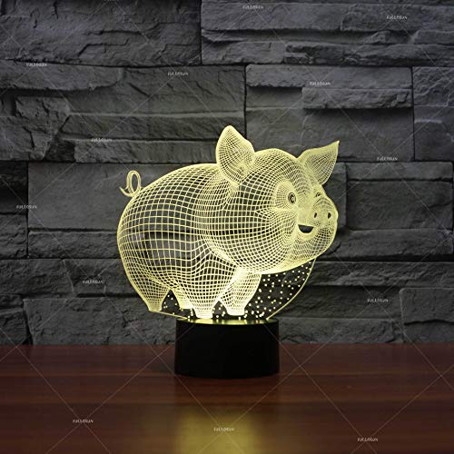 Preisvergleich Produktbild Nettes Schwein, das Acrylnote modelliert, führte Nachtlicht visuelle Stereolampe 3d kreative neue Geschenk-Neuheit führte Leuchten des Usb