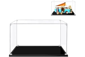 Hosdiy Vetrina Espositiva in Acrilico Compatibile con (T2 Camper Van 10279) Modello - Teca Vetrina per Lego 10279 (Solo Vetrina, Senza Modello)