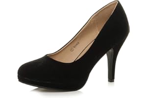 AJVANI Womens Ladies mid high Heel Platform Party Work Evening Party Prom Wedding Bridal Court Shoes Pumps Size.