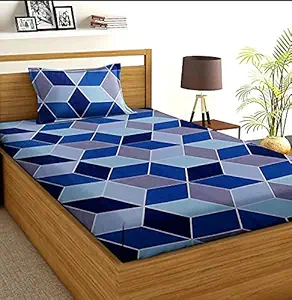 Just Muralidhar & Sons Pure Cotton Single Bedsheet with 1 Pillow Cover for Home, Bedroom, Kids Bedsheet (60 x 90 Inch, Multi 6)