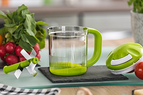 Genius Twist N Joy | 4 Teile | Alles-Schneider | Müheloses Zerkleinern | Gemüse-Schneider | Kräuter | Nüsse | Mahlen | NEU Farbe Türkis - 2