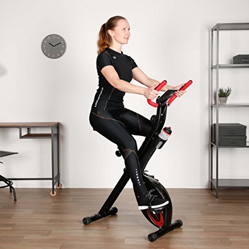 Barato Ultrasport F-Bike Design Bicicleta estática de fitness plegable
con sillín de gel, portabidones, pantalla LCD, sensores de pulso,
compacta y plegable, carga máxima 110 kg, Negro en Amazon