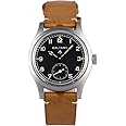 NC Dirty Dozen Watch Men D12 36MM Sea Gull ST1701 Movement Automatic BGW9 Luminous Vintage Military Wristwatches, brown leather black, Mechanical